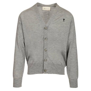 AMI Paris �A�~�p���X �����Y �j�b�g�E�Z�[�^�[�E�J�[�f�B�K�� HKC384KN00390504 Ami Paris V-neck wool cardigan Grey 2XL L XL 3XL 4XL 5XL M S XS 2XS �y���������E�֐ō��z