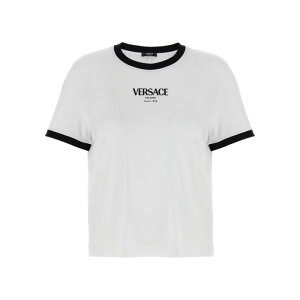 VERSACE ���F���T�[�`�F ���f�B�[�X T�V���c�E�J�b�g�\�[ 10226561A166852W020 Logo T-shirt White/Black IT38 IT40 IT42 IT44 IT46 38 40 42 44 �y���������E�֐ō��z