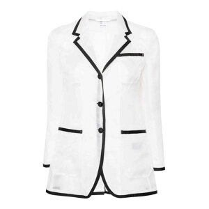 Thom Browne �g���E�u���E�� ���f�B�[�X �u���U�[�E�W���P�b�g FBC927B05762100 Semi-Sheer Organza Blazer White 42 44 40 �y���������E�֐ō��z
