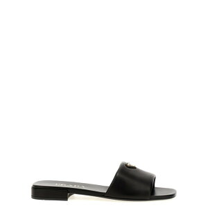 Prada �v���_ ���f�B�[�X �T���_�� 1XX714F0102DL8F0002 Logo leather sandals Black IT35 IT36 IT37 IT38 IT39 IT40 IT41 35 36 37 38 39 40 41 �y���������E�֐ō��z