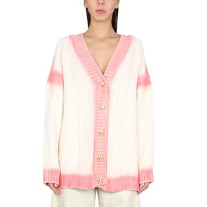 Palm Angels �p�[���G���W�F���X ���f�B�[�X �j�b�g�E�Z�[�^�[�E�J�[�f�B�K�� PWHB017S23KNI0010330 PATENT LEATHER EFFECT PALM CARDIGAN WHITE S XS �y���������E�֐ō��z