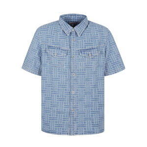 KENZO �P���]�[ �����Y �V���c�E�u���E�X FF55DC1026J4DB KENZO WEAVE SHORT SLEEVE SHIRT DB BLEACHED BLUE DENIM S M L �y���������E�֐ō��z