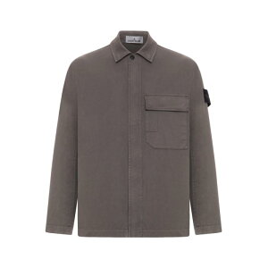 STONE ISLAND �X�g�[���A�C�����h �����Y �V���c�E�u���E�X L1S151200013S0A10V0065 COTTON OVERSHIRT WITH CHEST POCKET AND REMOVABLE BADGE Grey L M XL 2XL �y���������E�֐ō��z