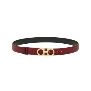 FERRAGAMO �t�F���K�� ���f�B�[�X �x���g�E�T�X�y���_�[ 23A5650780393BORGOGNANERO HAMMERED LEATHER REVERSIBLE GANCINI BELT BORGOGNA/NERO 100 �y���������E�֐ō��z