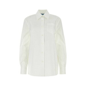 Prada �v���_ ���f�B�[�X �V���c�E�u���E�X P443GXS2321VJPF0009 White cotton shirt White 38 40 42 44 �y���������E�֐ō��z