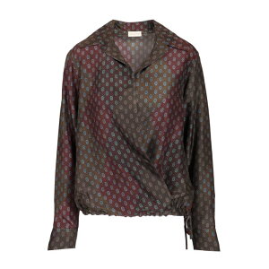Dries Van Noten �h���X���@���m�b�e�� ���f�B�[�X �V���c�E�u���E�X 2520107022127358 Printed habotai silk blouse Bordeaux FR30 FR32 FR34 FR36 FR38 FR40 FR42 FR44 FR46 FR48 FR50 FR52 FR54 �y���������E�֐ō��z