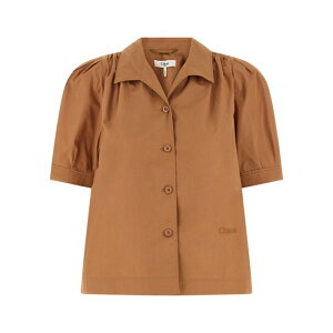 Chloe �N���G ���f�B�[�X �V���c�E�u���E�X CH26UHT8914426U Logo embroidery shirt Brown FR36 FR38 FR40 36 38 40 �y���������E�֐ō��z