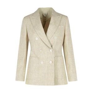 Max Mara �}�b�N�X�}�[�� ���f�B�[�X �u���U�[�E�W���P�b�g 2511041181600001 Ivory Linen Blend Blazer White 44 42 38 40 �y���������E�֐ō��z