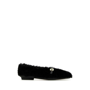 FERRAGAMO tFK fB[X tbgV[Y 01I7417762701CNER820NERNER Black shearling Noella ballerinas Black 5.5 6.5 7 7.5 8 8.5 9.5 10.5 yE֐ōz