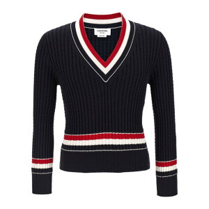 Thom Browne �g���E�u���E�� �����Y �j�b�g�E�Z�[�^�[�E�J�[�f�B�K�� MKA581AY3014415 RWB intarsia sweater Blue 2 3 4 �y���������E�֐ō��z