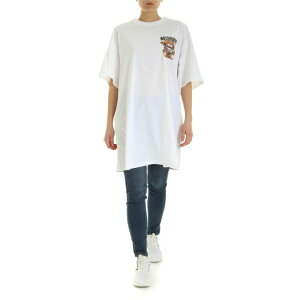 MOSCHINO XL[m fB[X TVcEJbg\[ 044504401001 Teddy Bear Frame oversize T-shirt in white White 46 yE֐ōz