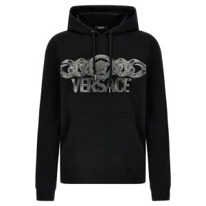 VERSACE ���F���T�[�`�F �����Y �X�E�F�b�g�E�t�[�f�B�[ 10187941A135262B510 Logo print sweatshirt Black 2XL XL M L S �y���������E�֐ō��z