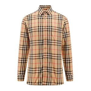 Burberry バーバリー メンズ シャツ・ブラウス 8070577 Cotton shirt with check motif Beige 3XL M S 2XL L XL 【送料無料・関税込】