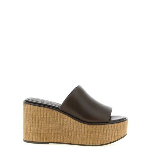 Brunello Cucinelli �u���l���E�N�`�l�� ���f�B�[�X �T���_�� MZSLG3213C9122 Leather and raffia wedges Brown 36 37 38 39 40 41 38.5 36.5 39.5 �y���������E�֐ō��z