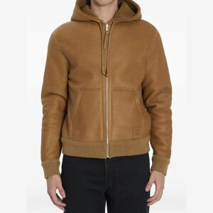 LOEWE ���G�x �����Y ���U�[&�t�@�[�W���P�b�g�E�R�[�g H526Y2SL582530 Loewe Jackets Leather Brown Brown 50 �y���������E�֐ō��z