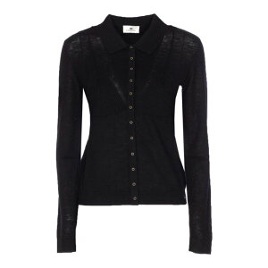 Elisabetta Franchi �G���U�x�b�^ �t�����L ���f�B�[�X �j�b�g�E�Z�[�^�[�E�J�[�f�B�K�� MK36S57E2110 Black Cardigan Buttons Closure Black 38 42 40 �y���������E�֐ō��z