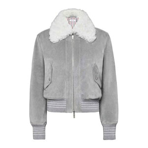 Thom Browne �g���E�u���E�� ���f�B�[�X ���U�[&�t�@�[�W���P�b�g�E�R�[�g FBC910YL0140035 Leather coat Grey 42 �y���������E�֐ō��z