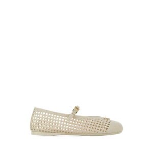 Prada �v���_ ���f�B�[�X �t���b�g�V���[�Y 1F364OF0052F46F0304 ivory crochet ballerinas White 35 36 37 38 39 40 41 �y���������E�֐ō��z