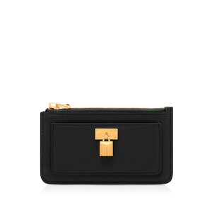 TOM FORD gtH[h fB[X zEJ[hP[X S0519LCL490G1N001 NATURAL GRAIN LEATHER PADLOCK ZIPPED CARD HOLDER 1N001 BLACK onesize yE֐ōz