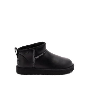 UGG アグ レディース ブーツ 1163490097BLACK Classic Ultra Mini Leather Regen Black 7 8 5 6 【送料無料・関税込】