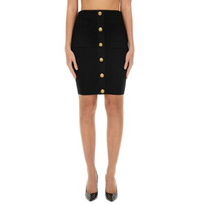 Balmain �o���}�� ���f�B�[�X �X�J�[�g DF0LC017KH580PA VICHY KNIT SKIRT BLACK 38 36 �y���������E�֐ō��z