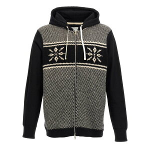 JUNYA WATANABE �W������ ���^�i�x �����Y �X�E�F�b�g�E�t�[�f�B�[ WNT9011 Jacquard insert hoodie White/Black M L �y���������E�֐ō��z