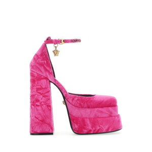 VERSACE ���F���T�[�`�F ���f�B�[�X �p���v�X�E�n�C�q�[�� 10020051A064651PK3V Fuchsia velvet Medusa Aevitas pumps Pink 36 36.5 37 37.5 38 38.5 39 40 �y���������E�֐ō��z