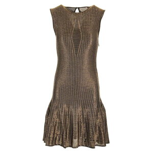 Alexander McQUEEN �A���L�T���_�[�E�}�b�N�C�[�� ���f�B�[�X �����s�[�X�E�h���X�E�I�[���C������ 791095Q1A9N7078 Metallic knit mini dress Black M S �y���������E�֐ō��z