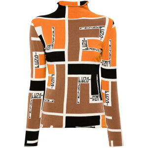 FENDI �t�F���f�B ���f�B�[�X �j�b�g�E�Z�[�^�[�E�J�[�f�B�K�� FZXB60ARV2F1NZQ Knitwear Orange 38 40 42 �y���������E�֐ō��z