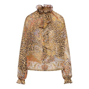 ETRO �G�g�� ���f�B�[�X �V���c�E�u���E�X WRJA0157AKH77X0826X0826 SILK CHIFFON BLOUSE WITH SCARF AND ANIMAL PAISLEY PATTERN Multicolour IT40 IT42 �y���������E�֐ō��z