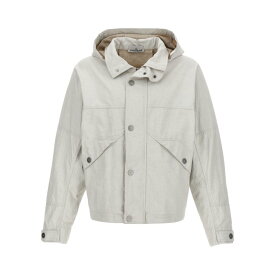 STONE ISLAND ストーンアイランド メンズ カジュアルジャケット 8015418X1V0001 'Raw Plated Linen S.I. Marina' jacket White M L S XL 【送料無料・関税込】