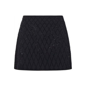 PINKO �s���R ���f�B�[�X �X�J�[�g 105496A2POZ99 Mini Skirt With Rhinestones Black 42 38 40 44 �y���������E�֐ō��z