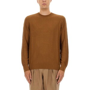 HUGO BOSS q[S{X Y jbgEZ[^[EJ[fBK 5054322810272167215 PRINCE OF WALES CHECKED SILK SWEATER BROWN L M S yE֐ōz
