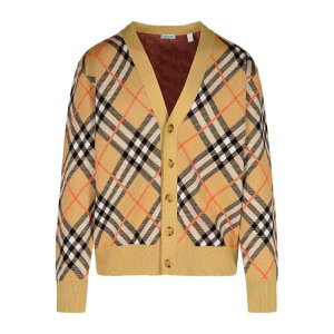 Burberry �o�[�o���[ �����Y �j�b�g�E�Z�[�^�[�E�J�[�f�B�K�� 8093494 Check Beige Wool Cardigan Beige L XL M �y���������E�֐ō��z