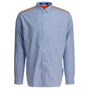 JUNYA WATANABE �W������ ���^�i�x �����Y �V���c�E�u���E�X WPB012W251 Check shirt with quilted inserts Light blue L M �y���������E�֐ō��z
