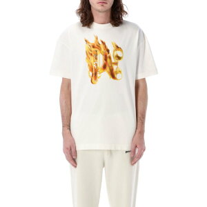 Palm Angels �p�[���G���W�F���X �����Y T�V���c�E�J�b�g�\�[ PMAA072R24JER0010376 Palm Angels T-shirts and Polos White Light and natural S L XL M 2XL �y���������E�֐ō��z