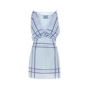 Prada �v���_ ���f�B�[�X �����s�[�X�E�h���X�E�I�[���C������ P3M83RSOOO15FAF0012 Embroidered cotton mini dres Light Blue 40 42 �y���������E�֐ō��z