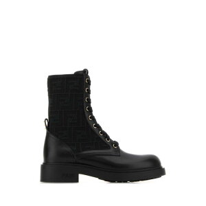 FENDI �t�F���f�B ���f�B�[�X �u�[�c 8T8857A379F1QPX Black canvas and leather ankle boots Black 371/2 36 37 38 39 40 37.5 38.5 41 �y���������E�֐ō��z