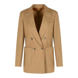 Max Mara �}�b�N�X�}�[�� ���f�B�[�X �u���U�[�E�W���P�b�g 2521046131005 Brown Cashmere Blazer Brown 44 42 40 �y���������E�֐ō��z