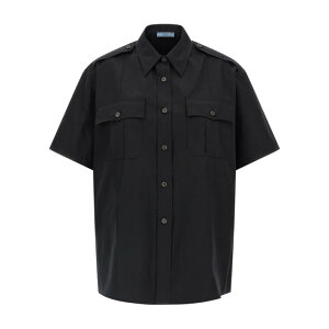 Prada �v���_ ���f�B�[�X �V���c�E�u���E�X P411JSOOO1XV2F0002 Chinoshirt Black IT40 IT42 40 42 �y���������E�֐ō��z