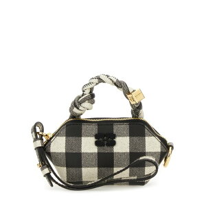 GANNI �K�j�[ ���f�B�[�X �n���h�o�b�O�E�V�����_�[�o�b�O A6890099 BOU NANO VICHY BAG BLACK onesize �y���������E�֐ō��z