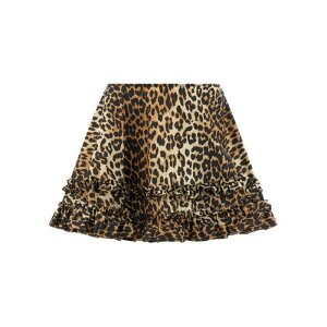 GANNI �K�j�[ ���f�B�[�X �X�J�[�g A1090087859 'Leopard Duchesse Nylon Mini Frill' skirt Brown EU34 EU36 EU38 34 36 38 40 �y���������E�֐ō��z