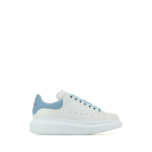 Alexander McQUEEN ALT_[E}bNC[ fB[X Xj[J[ 553770WIEF19412 White leather sneakers with pastel light blue suede heel White 361/2 371/2 381/2 331/2 341/2 351/2 391/2 401/2 411/2 421/2 431/2 35 35.5 36 36.5 3.