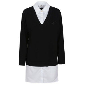 Elisabetta Franchi �G���U�x�b�^ �t�����L ���f�B�[�X �����s�[�X�E�h���X�E�I�[���C������ AM09T56E2222 ABITO DI MAGLIA 222 NERO BIANCO 38 40 42 �y���������E�֐ō��z