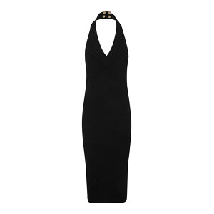 Balmain �o���}�� ���f�B�[�X �����s�[�X�E�h���X�E�I�[���C������ CF1RJ130KF530PA Halterneck Knit Midi Dress Black 40 42 38 �y���������E�֐ō��z