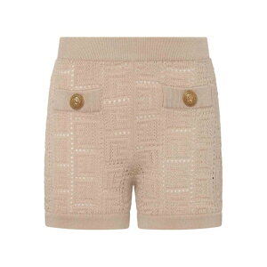 Balmain �o���}�� ���f�B�[�X �V���[�g�p���c AF0PA197KE250KF Ficelle viscose knitted shorts Pink 40 �y���������E�֐ō��z
