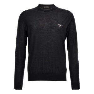 Prada �v���_ �����Y �j�b�g�E�Z�[�^�[�E�J�[�f�B�K�� UMB264S2121ZLEF0002 Logo sweater Black IT46 IT48 IT50 IT52 IT54 IT56 IT58 44 46 48 50 52 54 56 58 �y���������E�֐ō��z