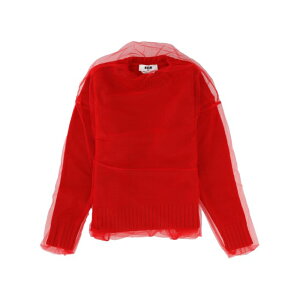 MSGM �G���G�X�W�[�G�� ���f�B�[�X �j�b�g�E�Z�[�^�[�E�J�[�f�B�K�� 3942MDM20325798818 MERINO WOOL SWEATER RED M S XS �y���������E�֐ō��z