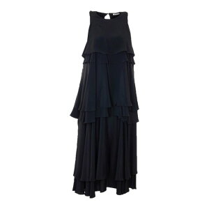 AMI Paris �A�~�p���X ���f�B�[�X �����s�[�X�E�h���X�E�I�[���C������ FDR642AC0020001 Rouhces Long Dress Black 38 36 40 �y���������E�֐ō��z