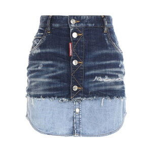 Dsquared2 �f�B�[�X�N�G�A�[�h ���f�B�[�X �X�J�[�g S75MA0833S30342470 Cotton mini skirt Medium Wash 42 �y���������E�֐ō��z